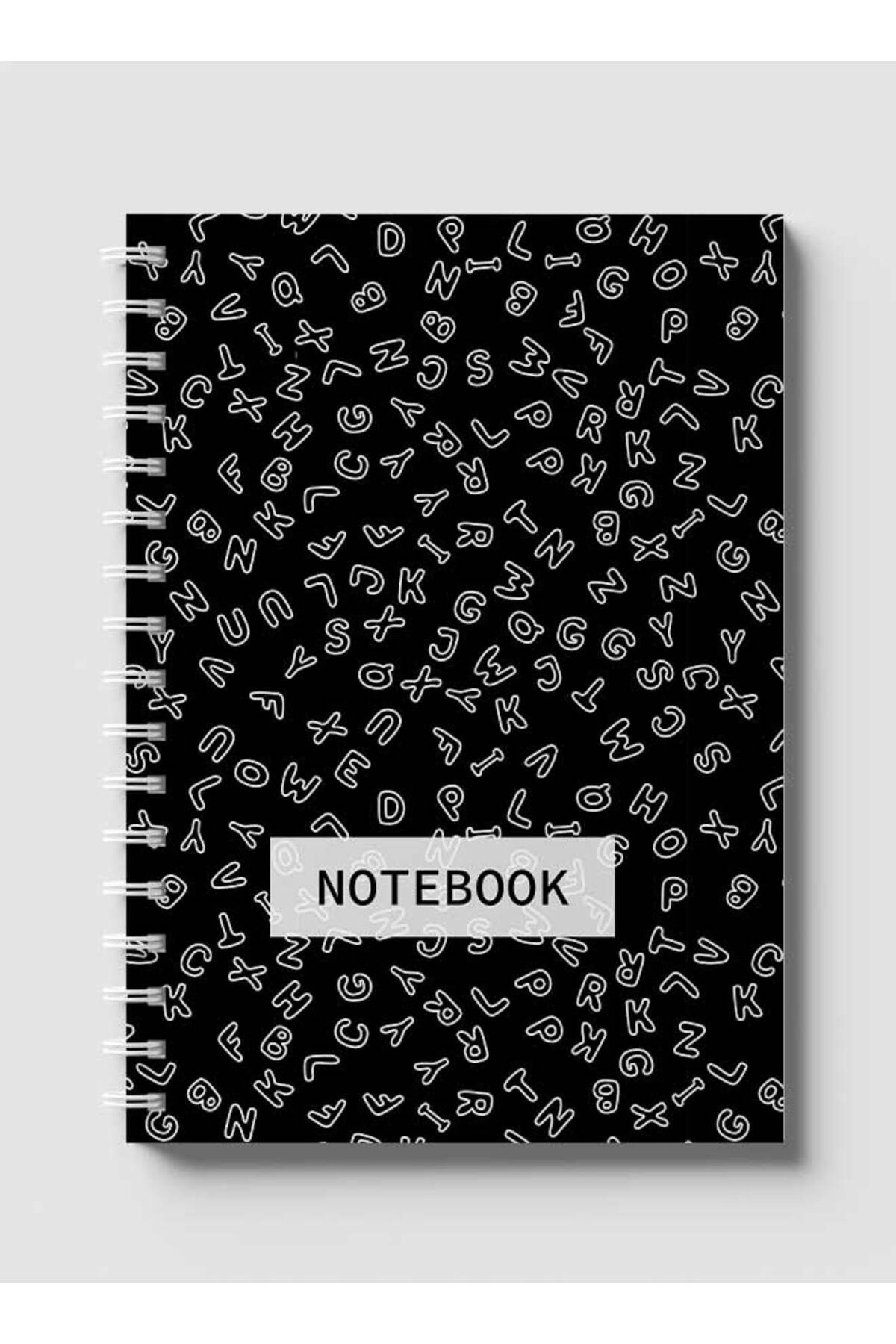 LOWHA-Spiral Notebook with Front and Back Hard Covers Featuring Letters Design 1