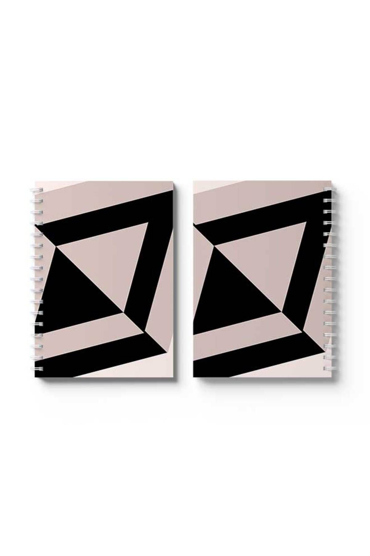 LOWHA-Spiral Notebook with Front and Back Hard Covers Featuring Black Triangle Design 4