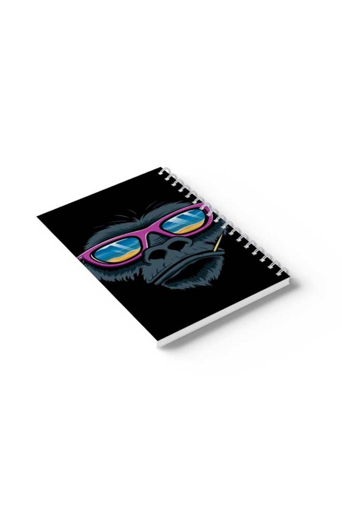 LOWHA-Spiral Notebook with Front and Back Hard Covers Featuring Monkey with Glasses Design 6