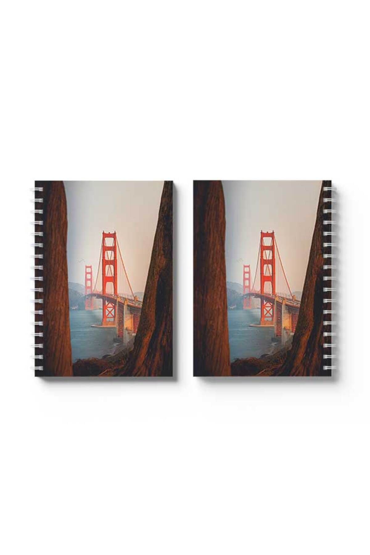 LOWHA-Spiral Notebook with Front and Back Hard Covers Featuring Golden Gate Bridge Design 4