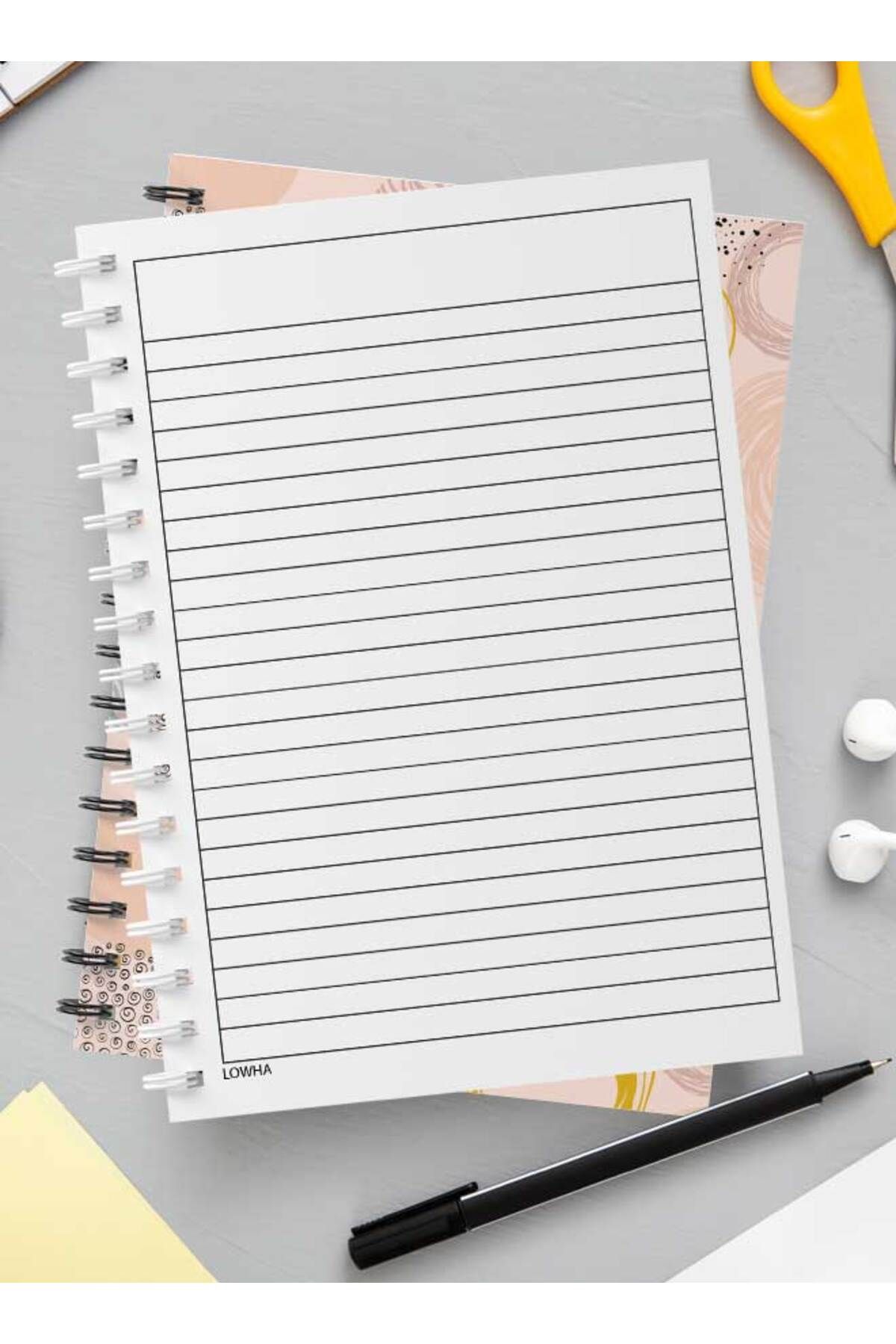 LOWHA-Spiral Notebook with Front and Back Hard Covers Featuring Abstract Shapes Design 3