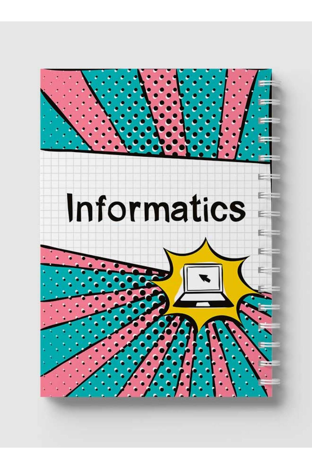 LOWHA-Spiral Notebook with Front and Back Hard Covers Featuring Informatics Design 5