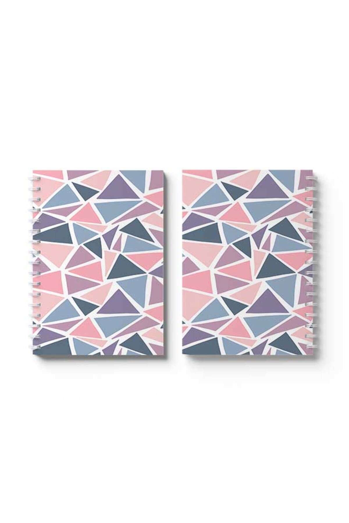 LOWHA-Spiral Notebook with Front and Back Hard Covers Featuring Colourful Triangles Design 4
