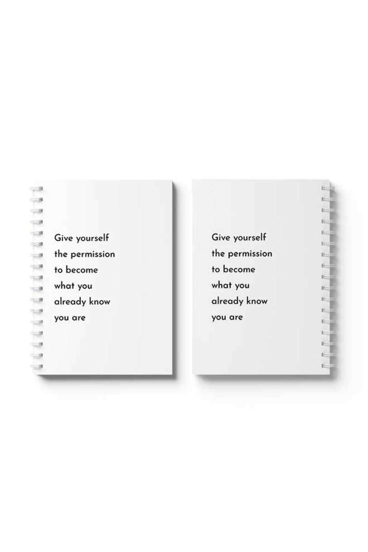 LOWHA-Spiral Notebook with Front and Back Hard Covers Featuring Give Yourself the Permission Design 4