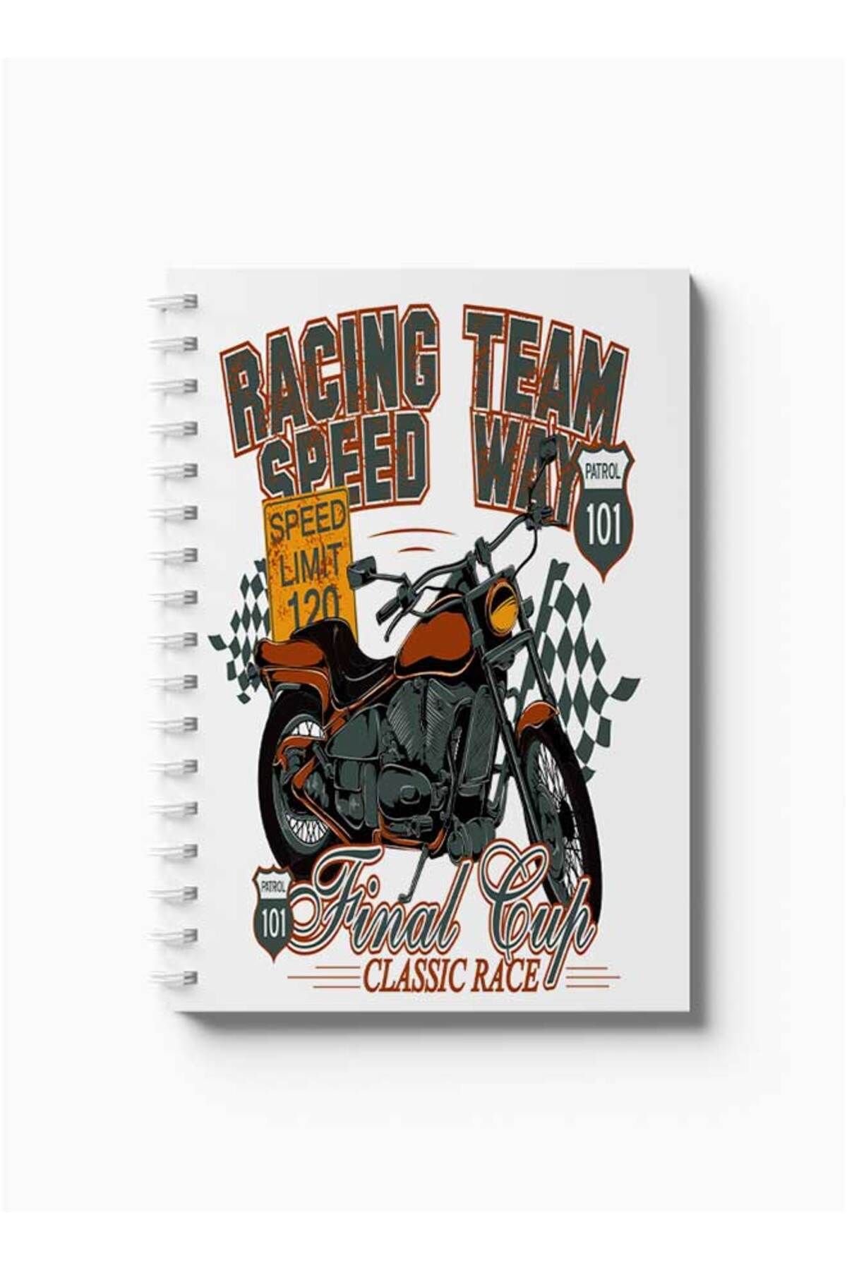 LOWHA-Spiral Notebook with Front and Back Hard Covers Featuring Racing Team Design 5