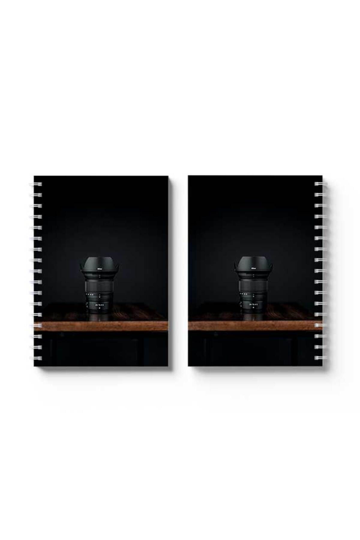 LOWHA-Spiral Notebook with Front and Back Hard Covers Featuring Camera Lens Design 4