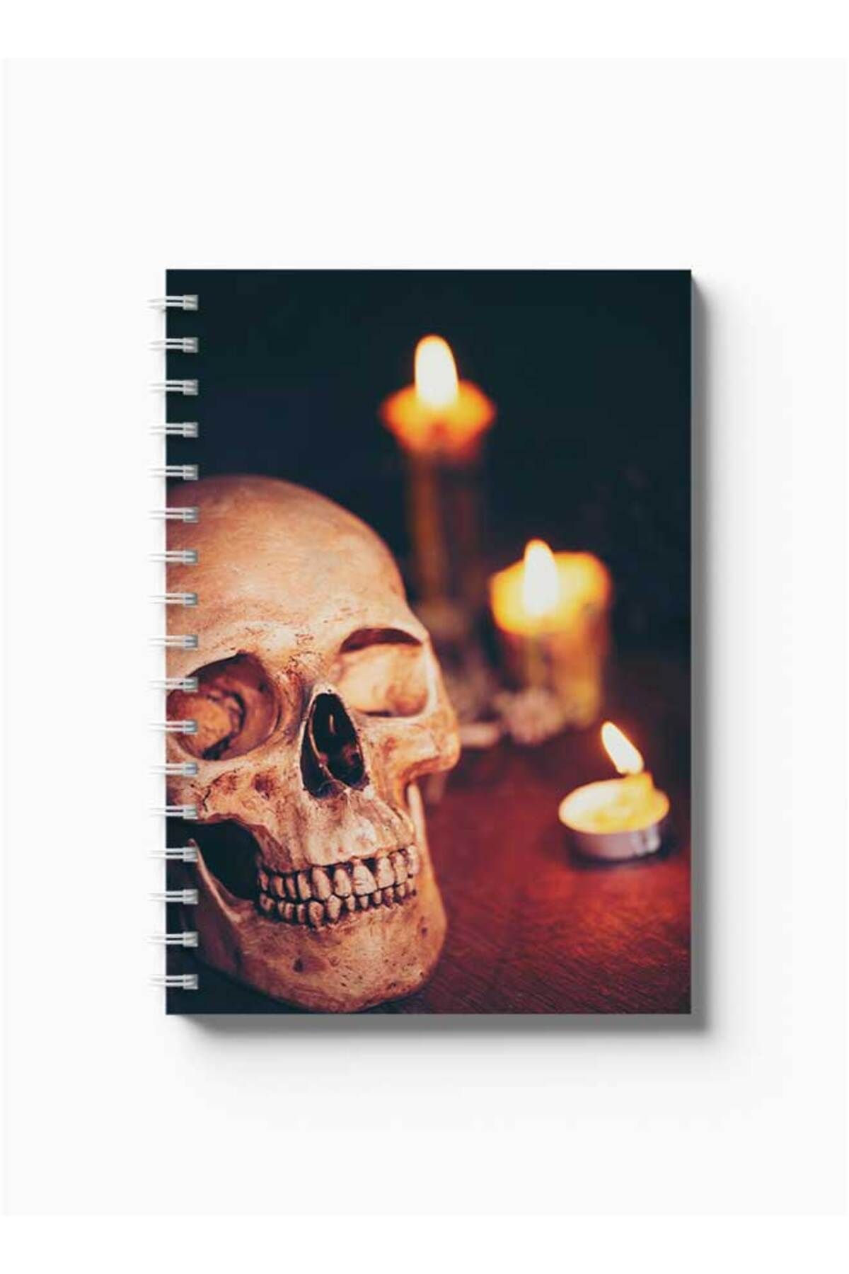 LOWHA-Spiral Notebook with Front and Back Hard Covers Featuring Skull Design 5