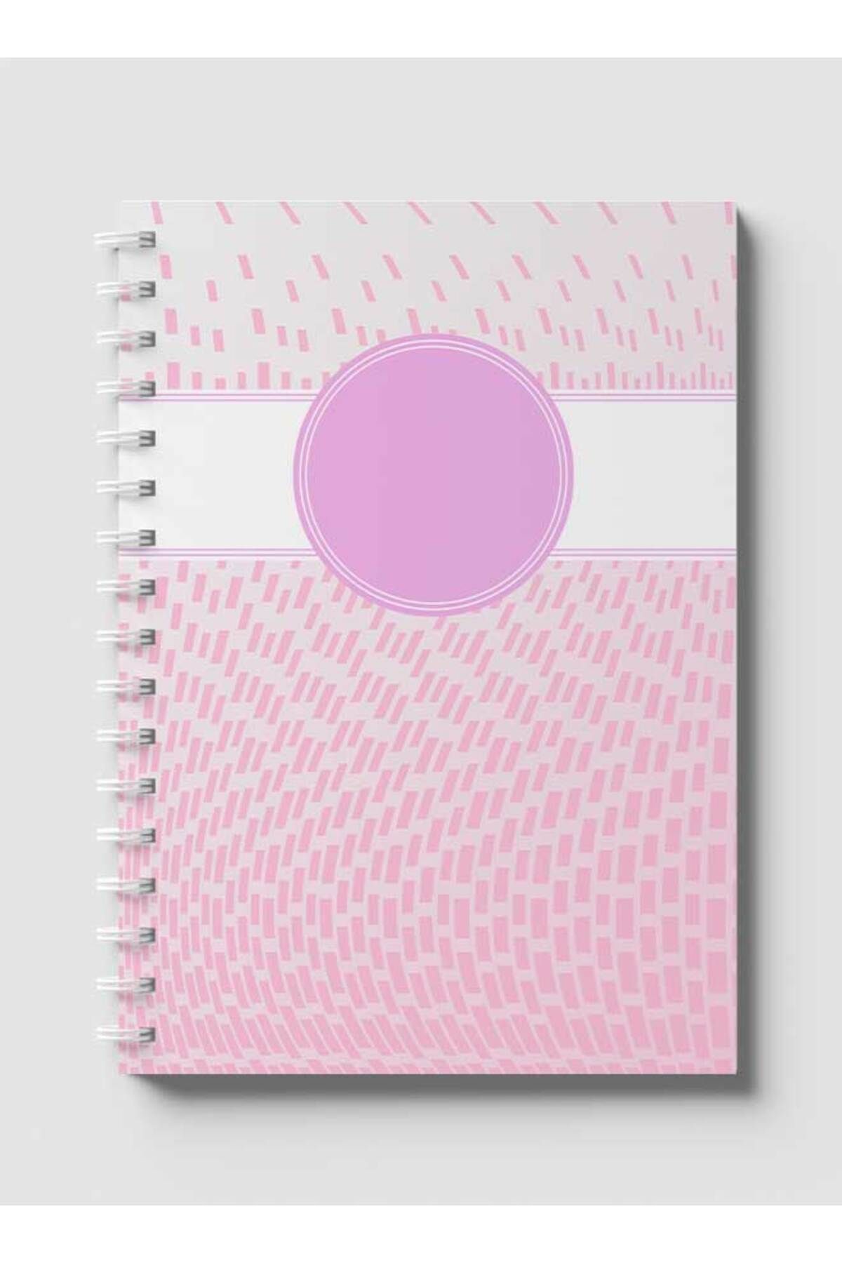 LOWHA-Spiral Notebook with Front and Back Hard Covers Featuring Abstract Pink & White Cube Design 1