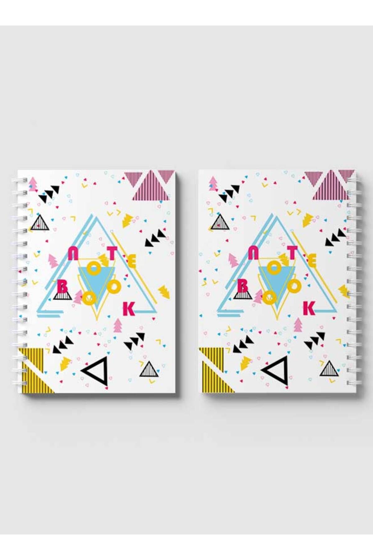 LOWHA-Spiral Notebook with Front and Back Hard Covers Featuring Retro Geometric Design 4