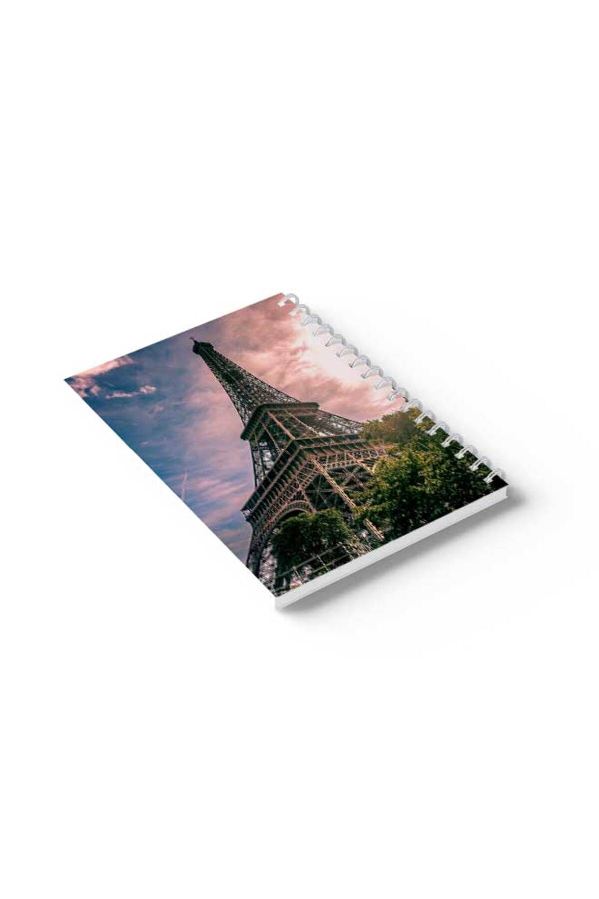 LOWHA-Spiral Notebook with Front and Back Hard Covers Featuring Eiffel Tower Design 6