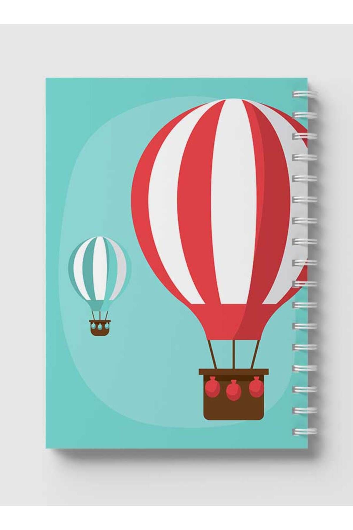 LOWHA-Spiral Notebook with Front and Back Hard Covers Featuring Flying Balloons Vector Design 5