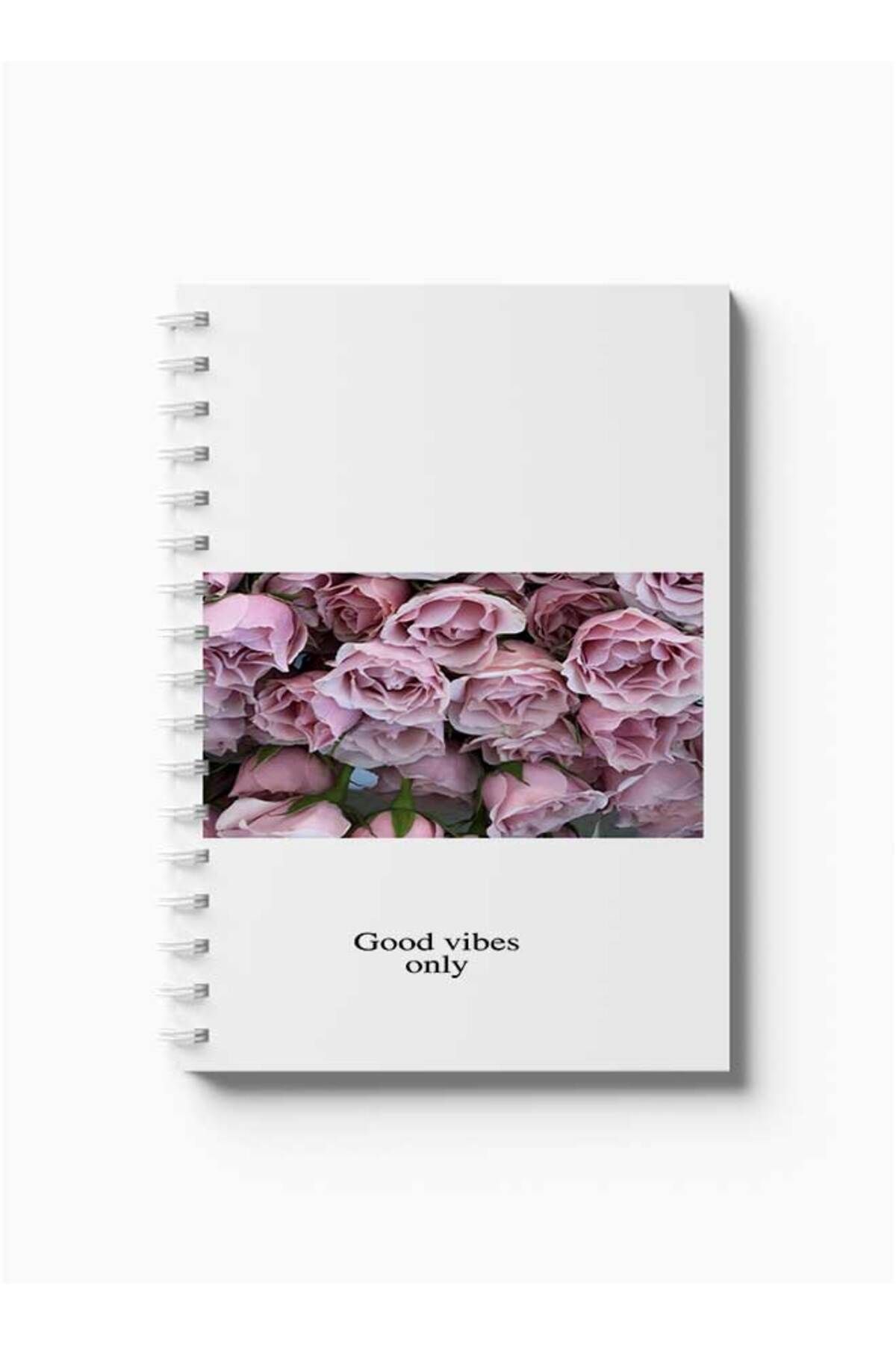 LOWHA-Spiral Notebook with Front and Back Hard Covers Featuring Good Vibes Only Design 5