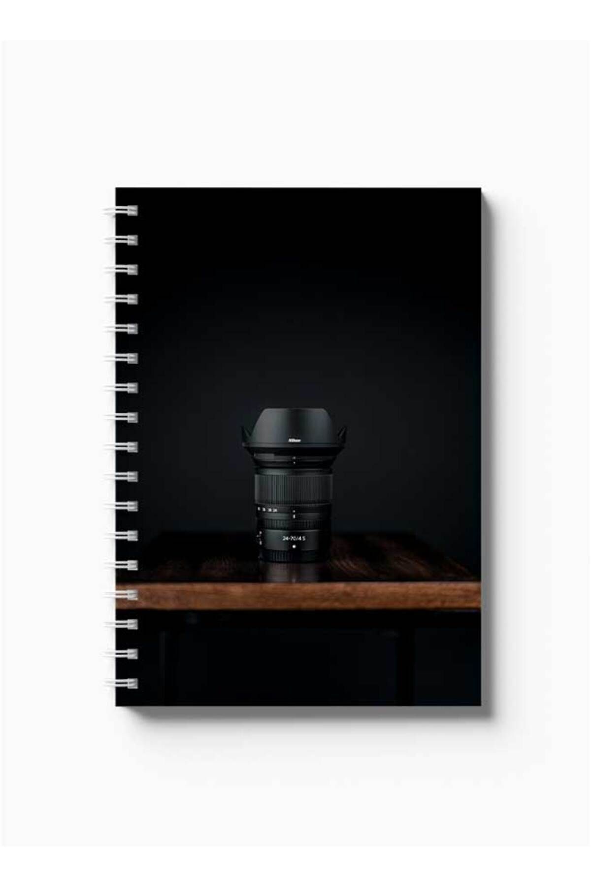 LOWHA-Spiral Notebook with Front and Back Hard Covers Featuring Camera Lens Design 5