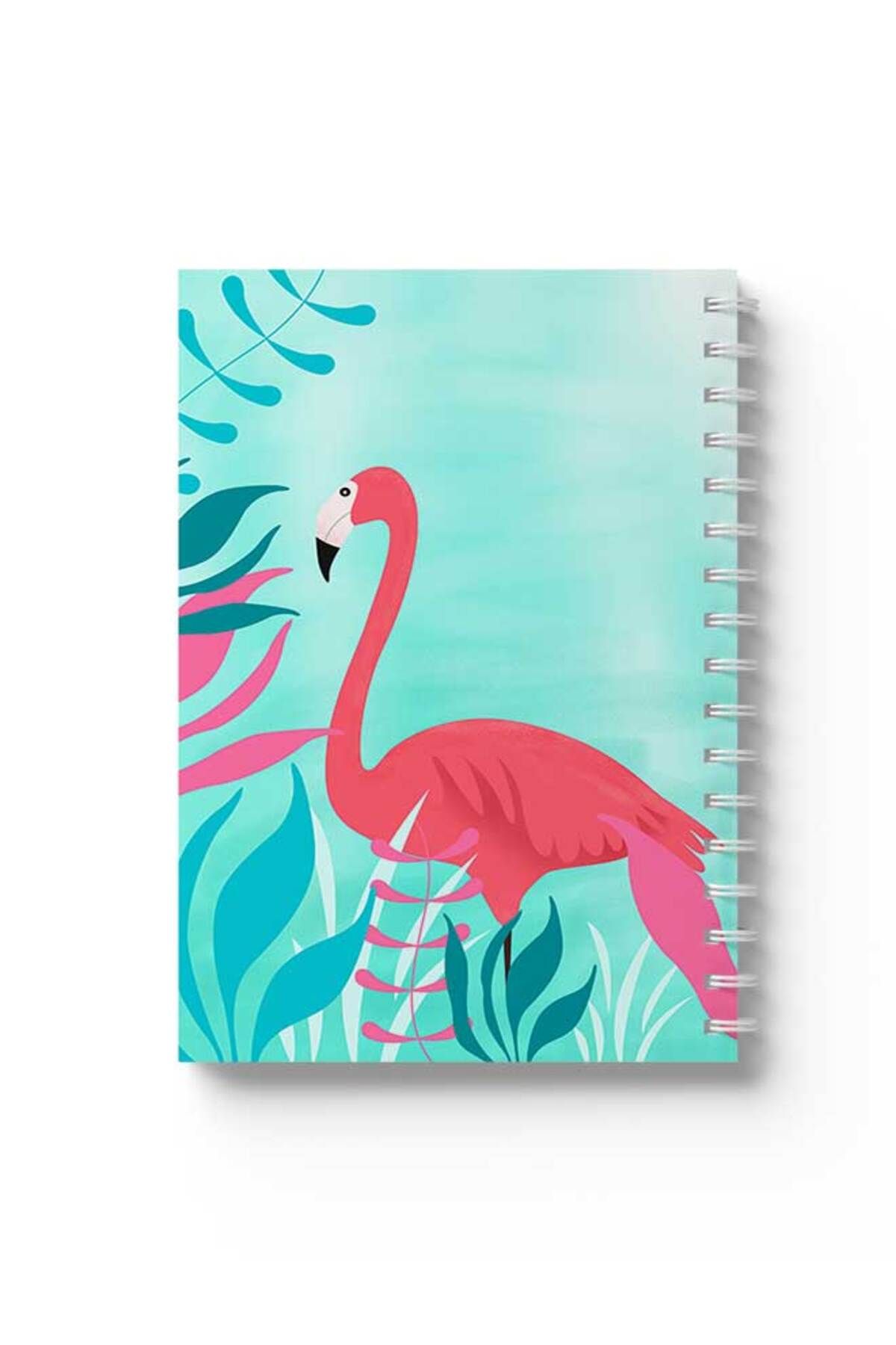 LOWHA-Spiral Notebook with Front and Back Hard Covers Featuring Flamingo Design 1