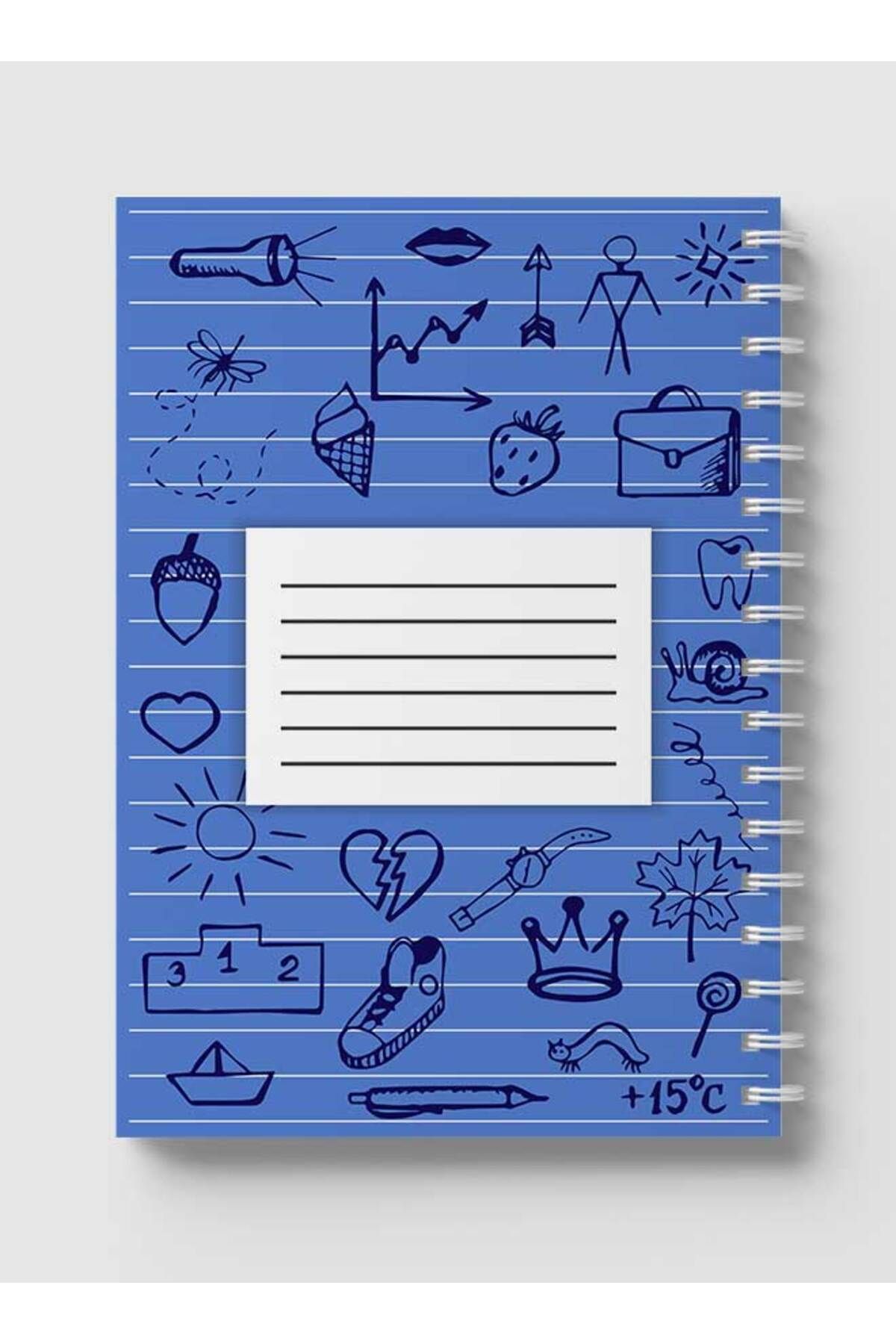 LOWHA-Spiral Notebook with Front and Back Hard Covers Featuring Back to School Lines Design 5