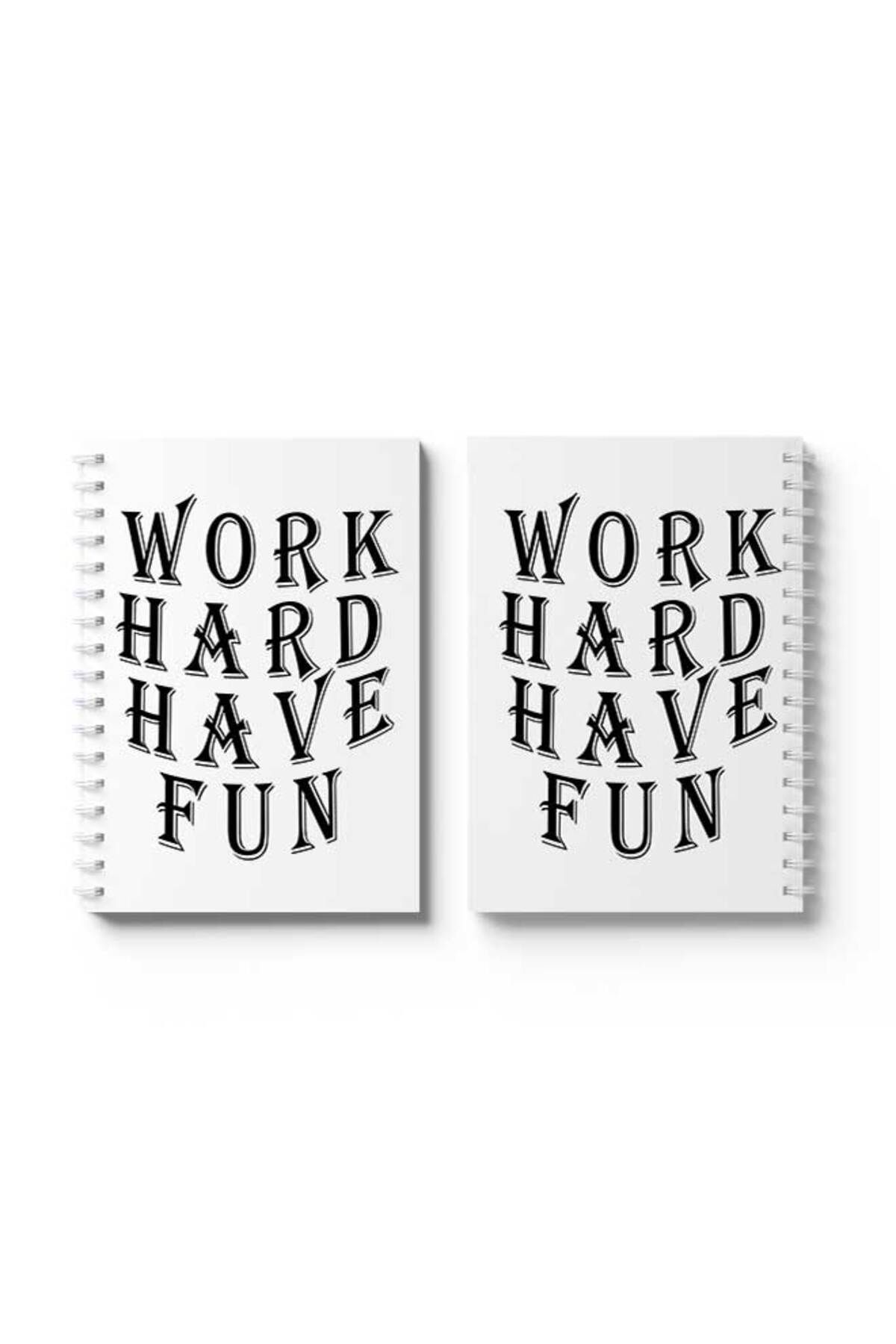 LOWHA-Spiral Notebook with Front and Back Hard Covers Featuring Work Hard Have Fun Design 4