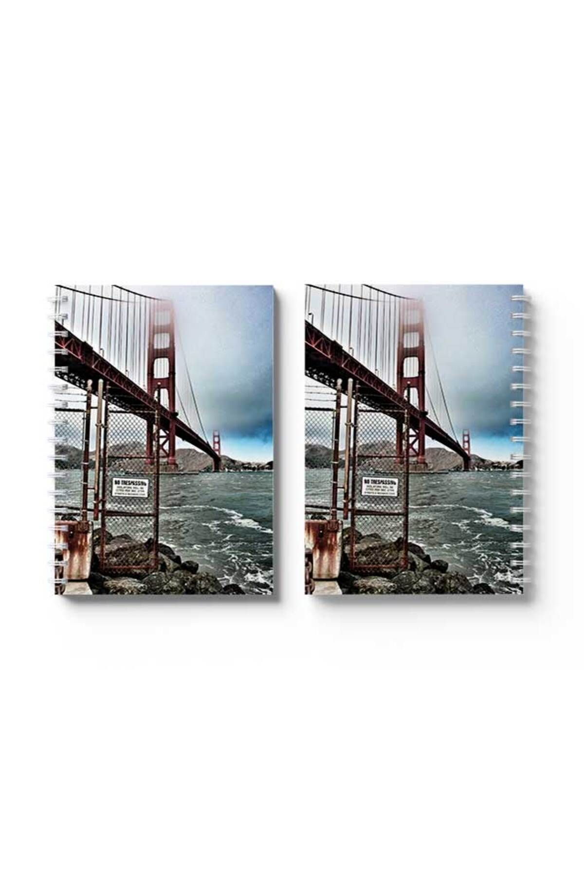 LOWHA-Spiral Notebook with Front and Back Hard Covers Featuring Golden Gate Bridge Design 4