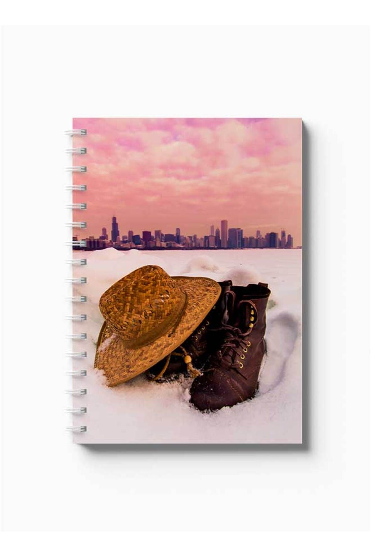 LOWHA-Spiral Notebook with Front and Back Hard Covers Featuring Hat And Boots Design 5