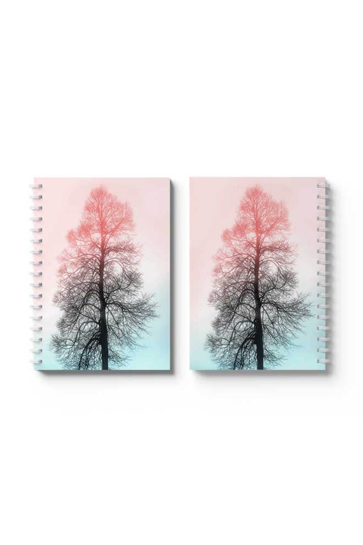 LOWHA-Spiral Notebook with Front and Back Hard Covers Featuring Tree Design 4