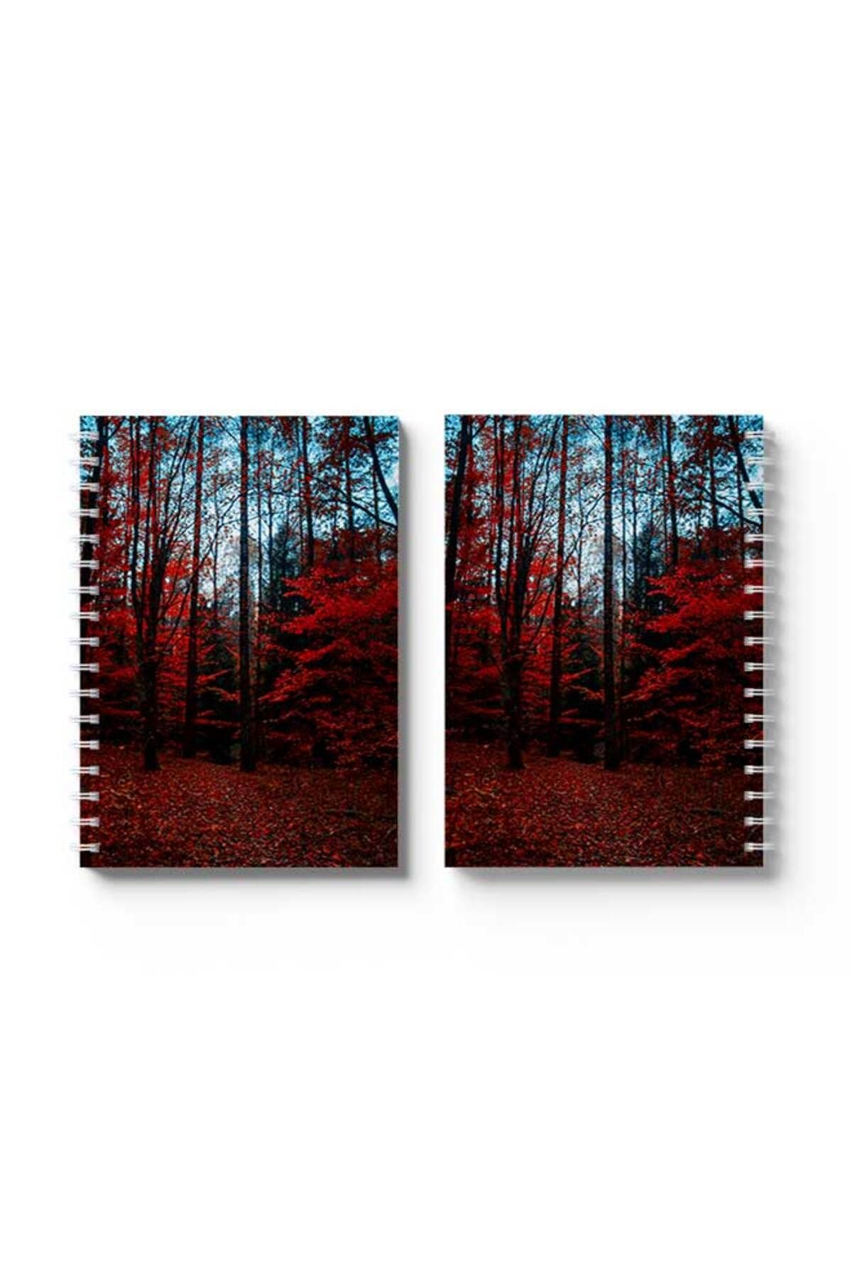 LOWHA-Spiral Notebook with Front and Back Hard Covers Featuring Red Woods Design 4