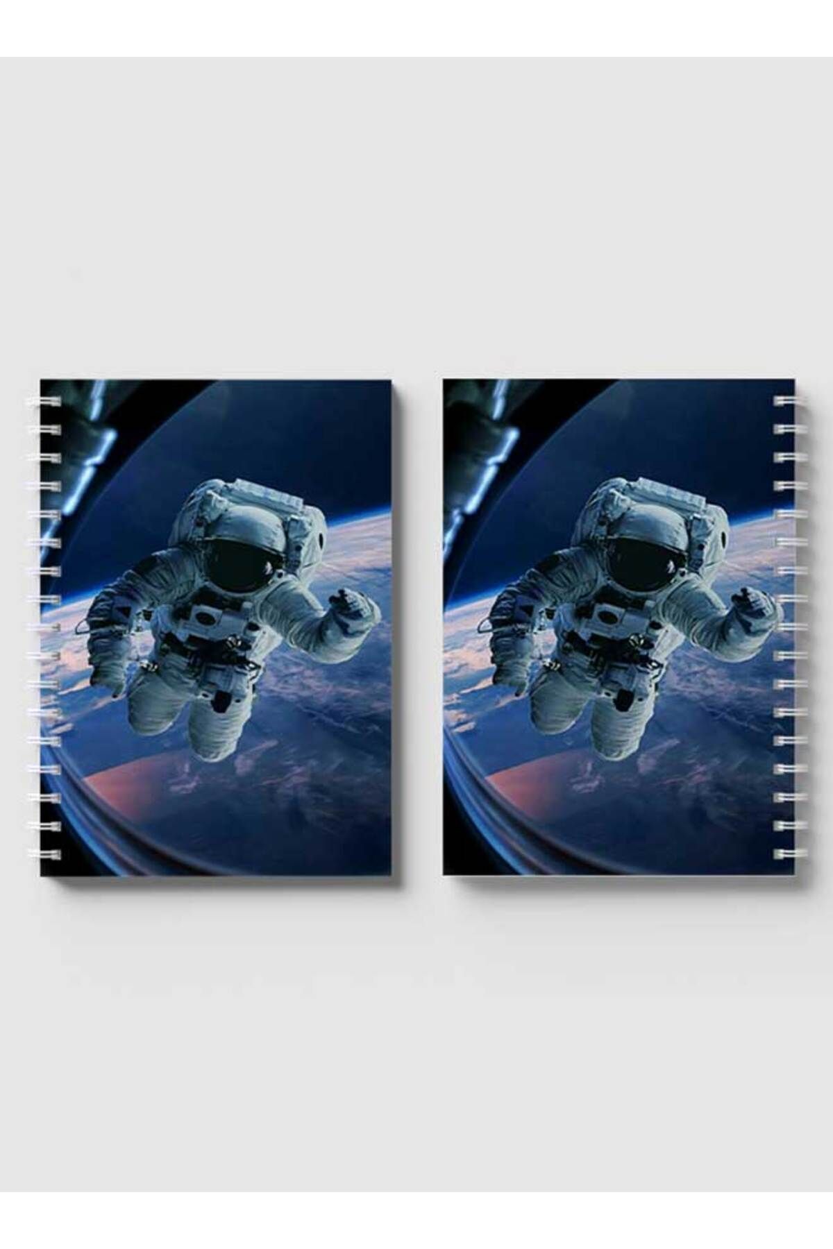 LOWHA-Spiral Notebook with Front and Back Hard Covers Featuring Astronaut Design 4