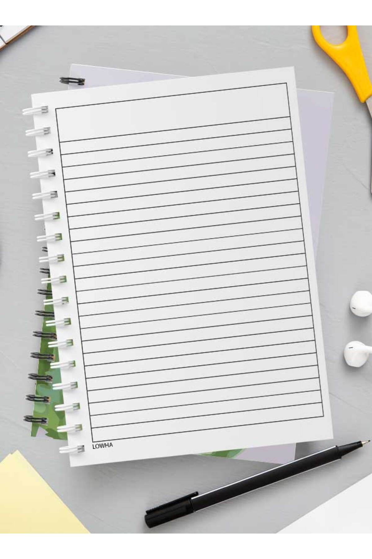 LOWHA-Spiral Notebook with Front and Back Hard Covers Featuring Eco Style Leaves Design 3