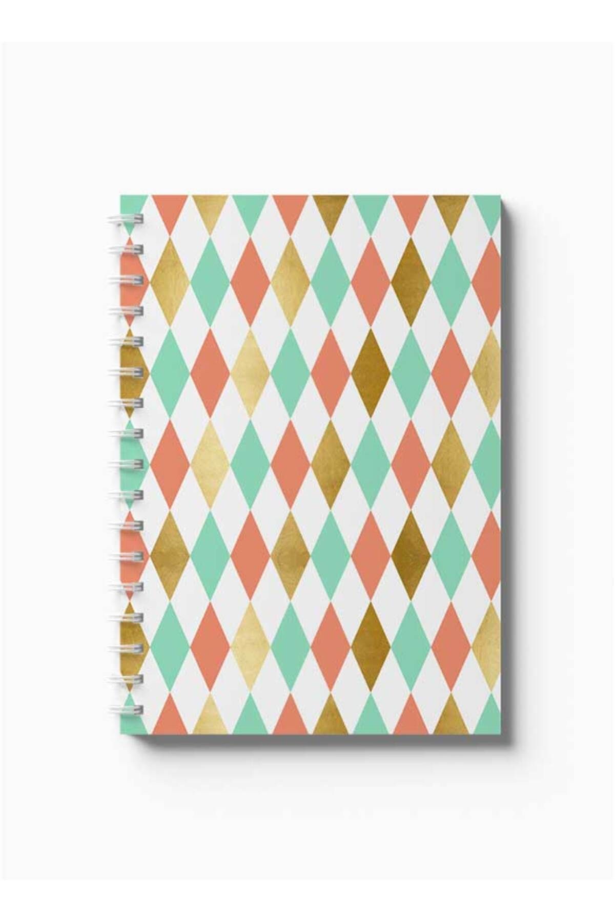 LOWHA-Spiral Notebook with Front and Back Hard Covers Featuring Colourful Shapes Design 5