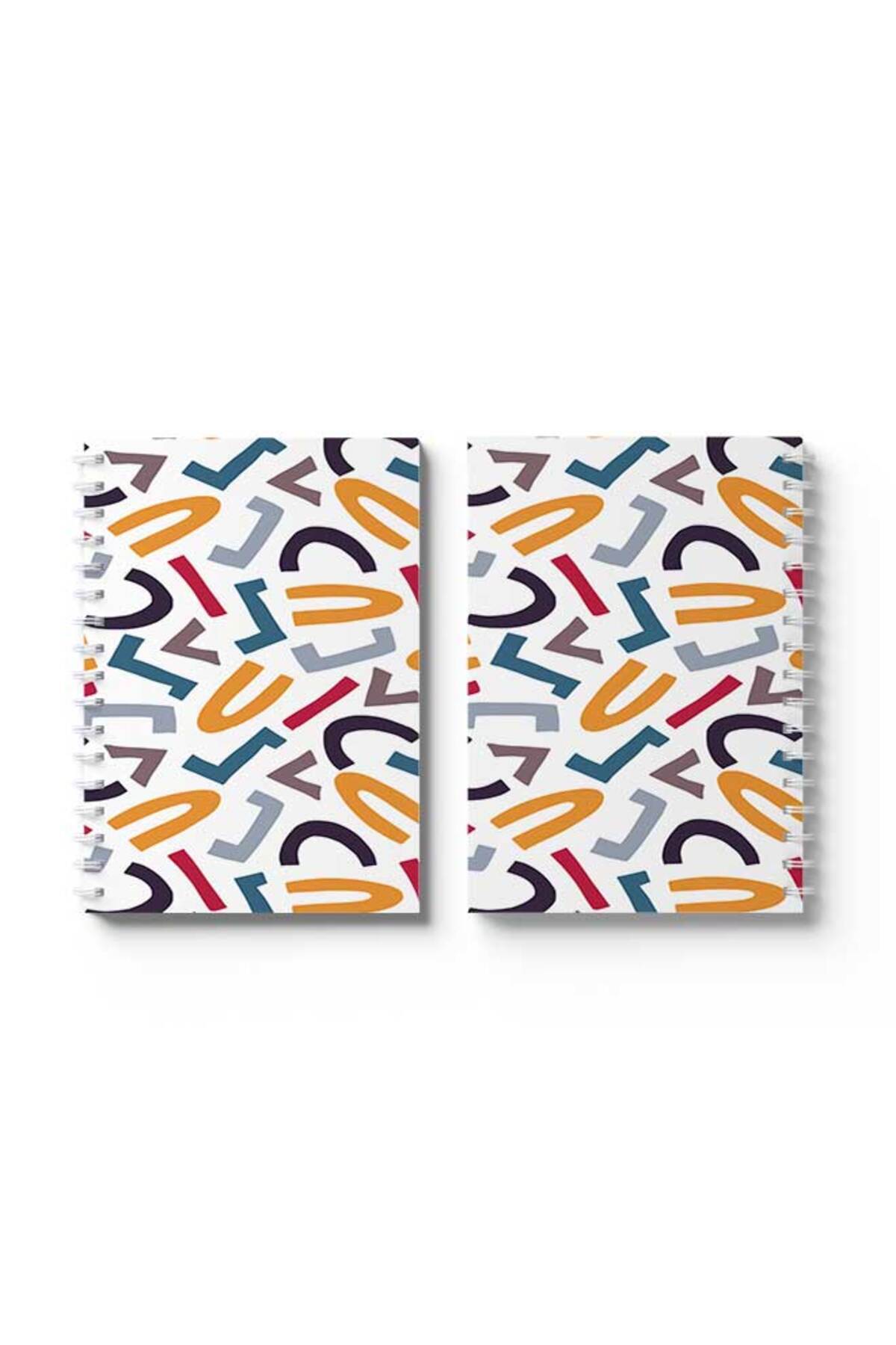 LOWHA-Spiral Notebook with Front and Back Hard Covers Featuring Shapes Design 4