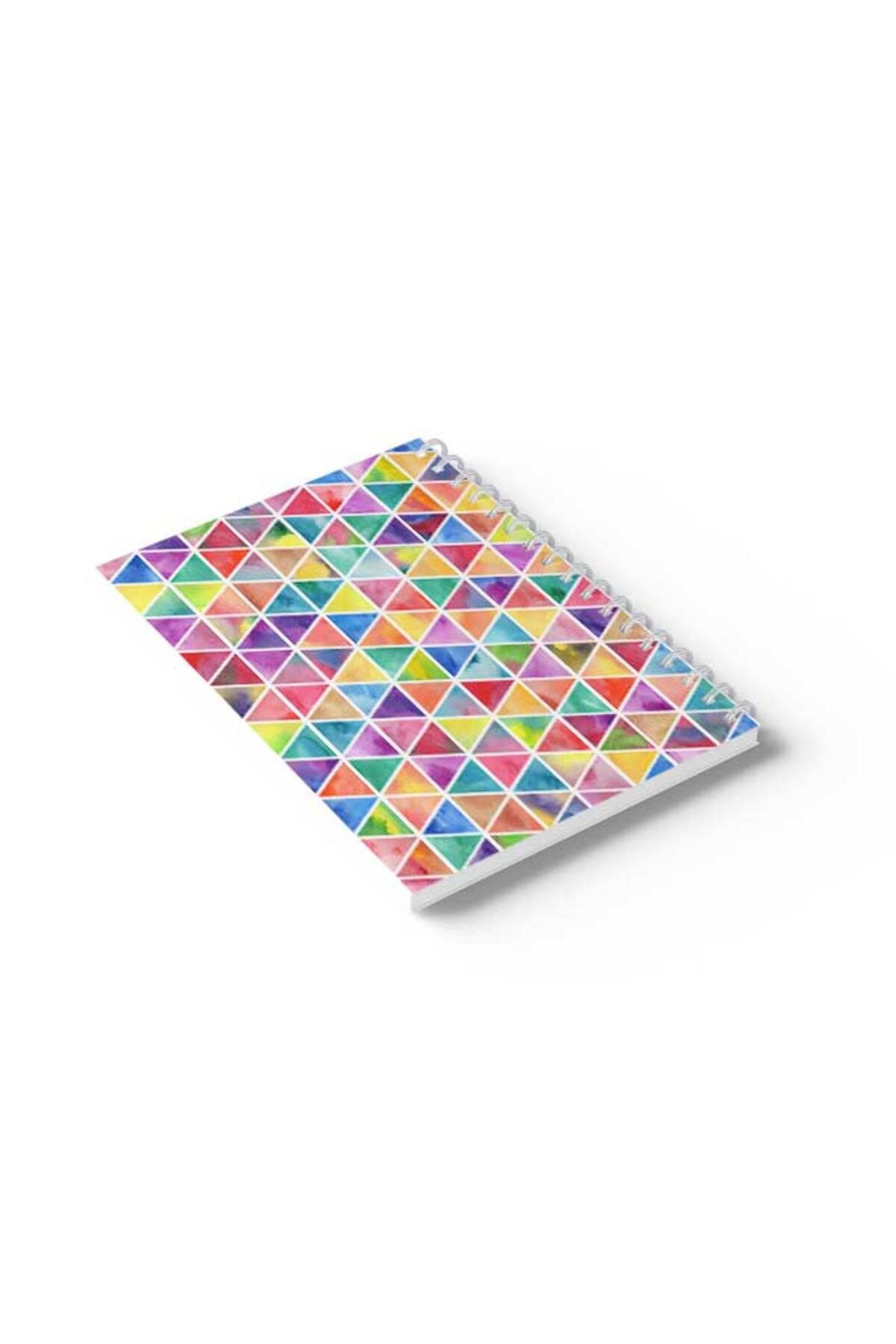 LOWHA-Spiral Notebook with Front and Back Hard Covers Featuring Colourful Triangles Design 6