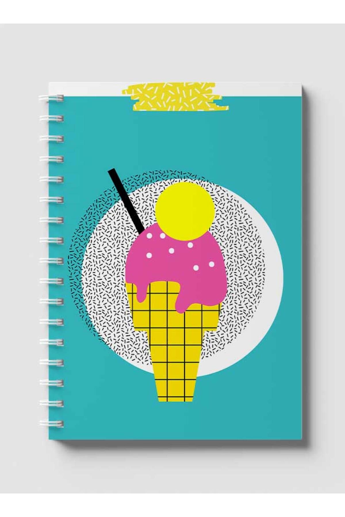 LOWHA-Spiral Notebook with Front and Back Hard Covers Featuring Ice Cream Sprinkles Design 1