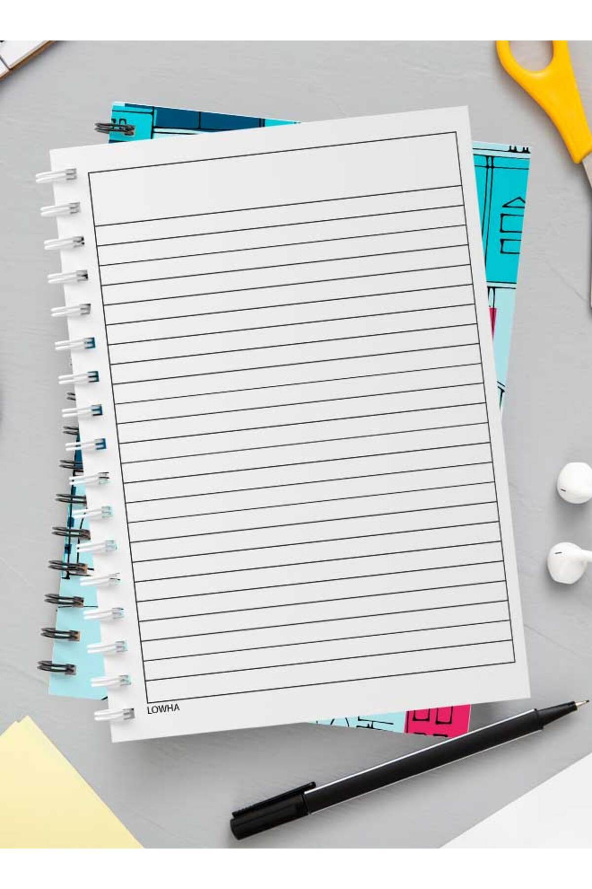 LOWHA-Spiral Notebook with Front and Back Hard Covers Featuring Patterns with Cityscapes Design 3