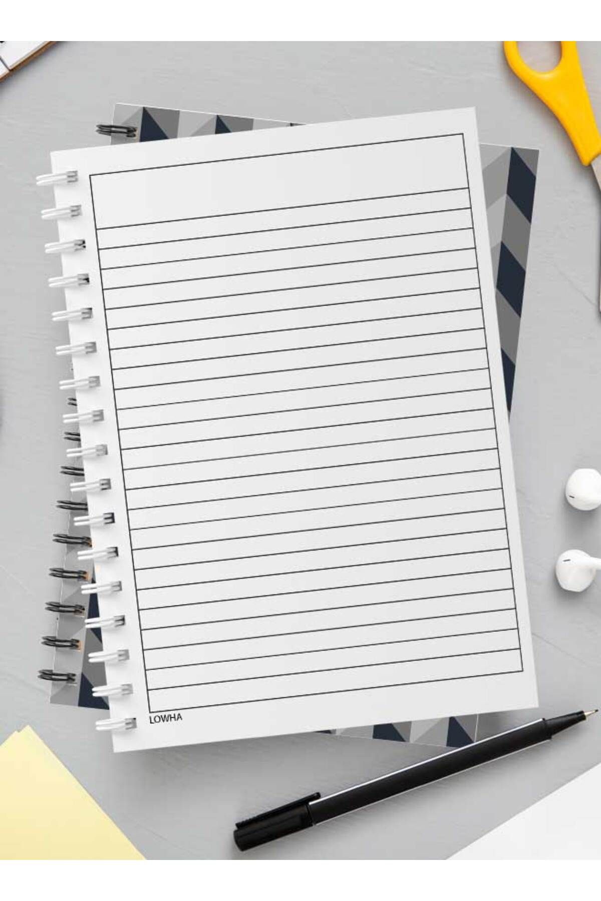 LOWHA-Spiral Notebook with Front and Back Hard Covers Featuring Polygonal Style Design 3