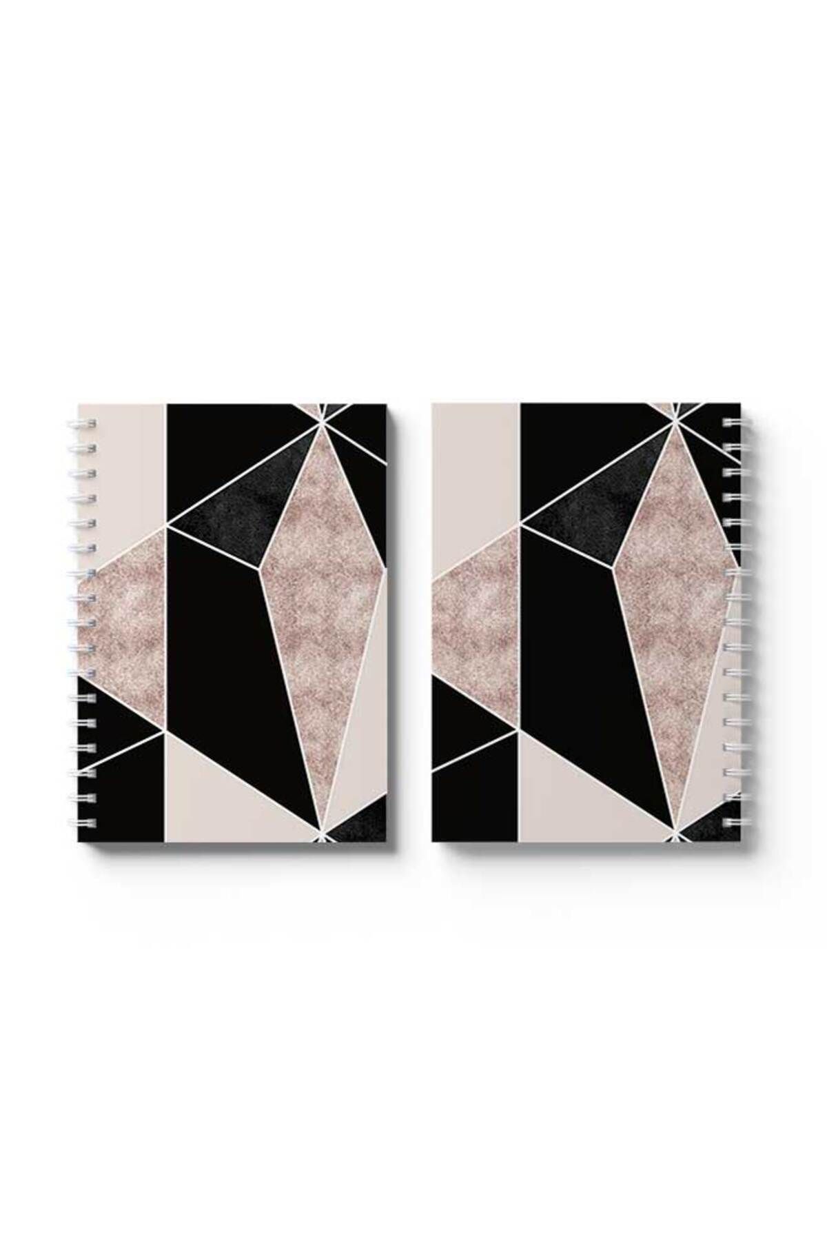 LOWHA-Spiral Notebook with Front and Back Hard Covers Featuring Shapes Design 4