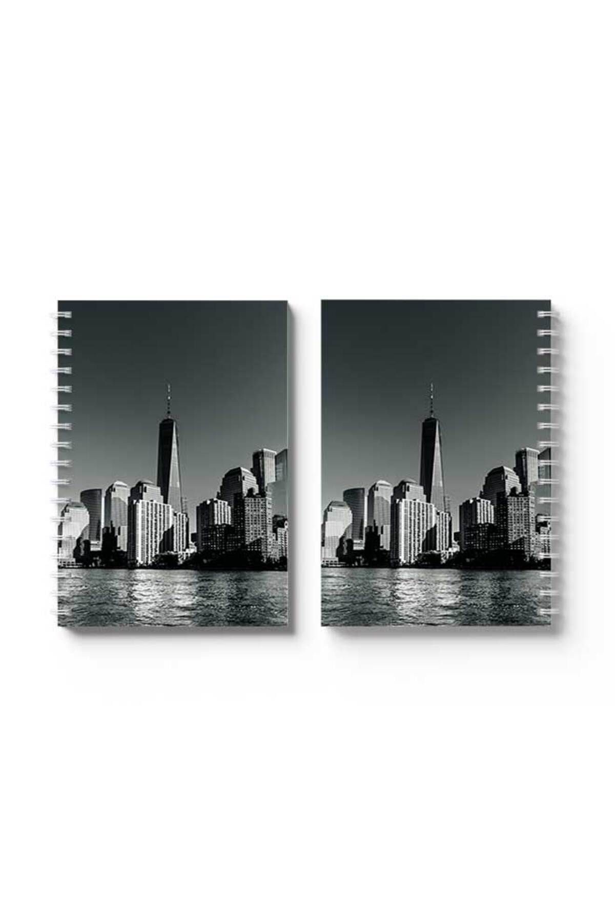LOWHA-Spiral Notebook with Front and Back Hard Covers Featuring City View Design 4