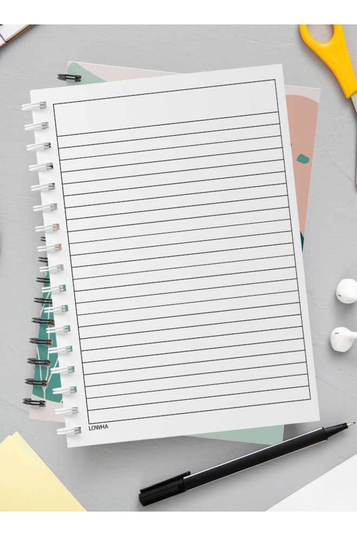 LOWHA-Spiral Notebook with Front and Back Hard Covers Featuring Abstract Leaves Design 3