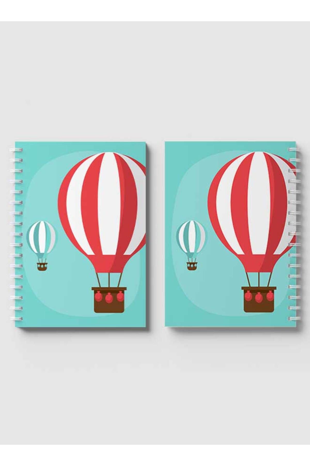 LOWHA-Spiral Notebook with Front and Back Hard Covers Featuring Flying Balloons Vector Design 4