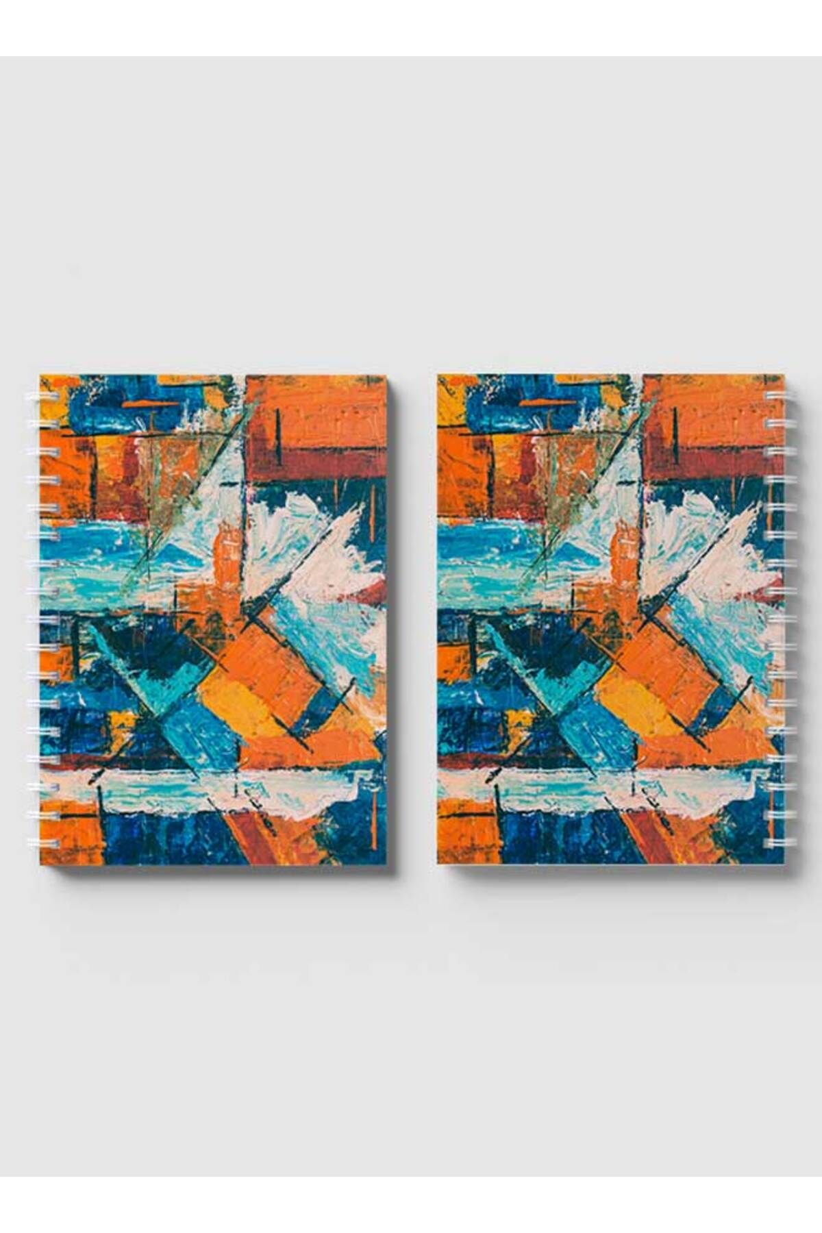 LOWHA-Spiral Notebook with Front and Back Hard Covers Featuring Mixed Hand Paint Design 4