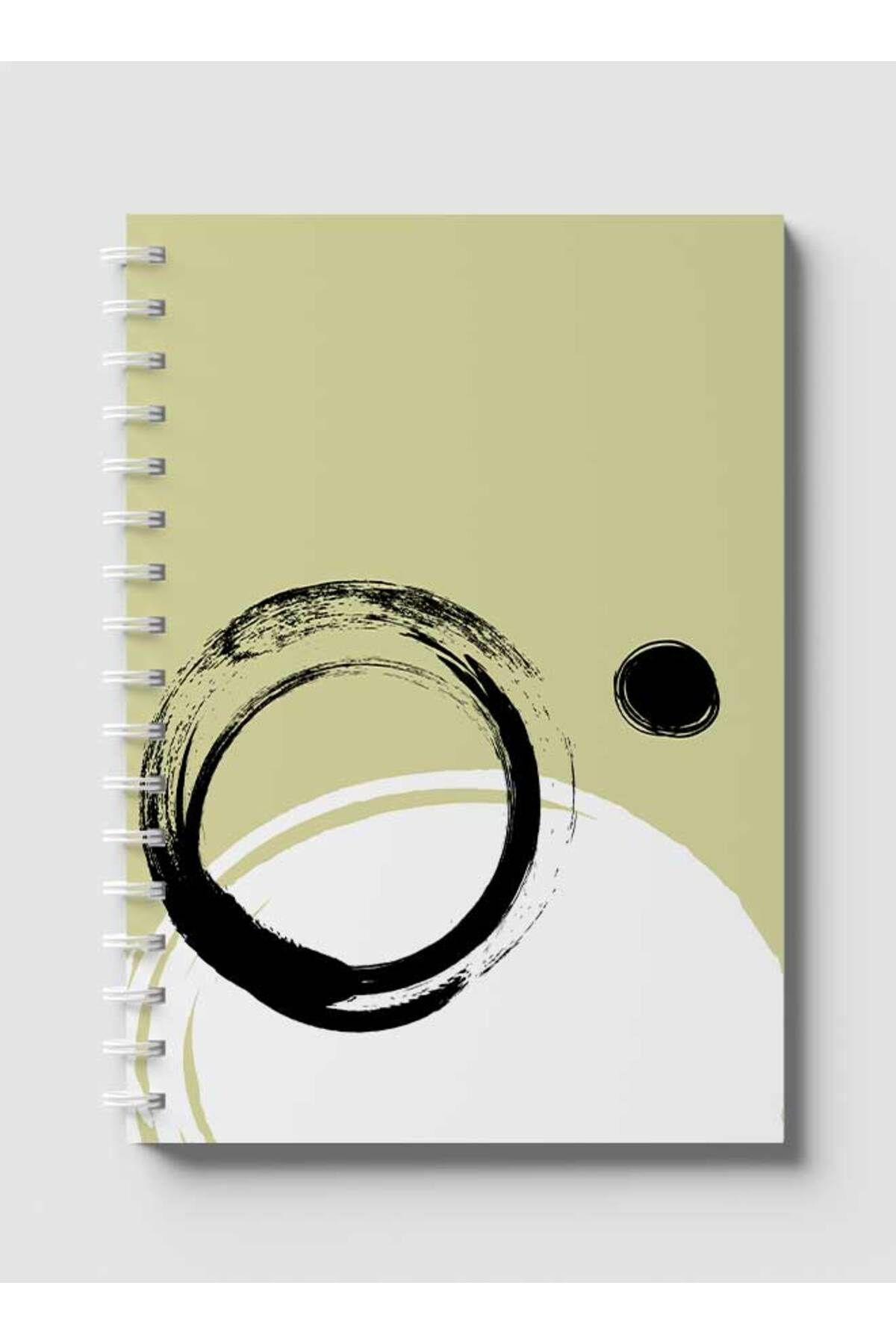 LOWHA-Spiral Notebook with Front and Back Hard Covers Featuring Circles & Dot Abstract Design 1