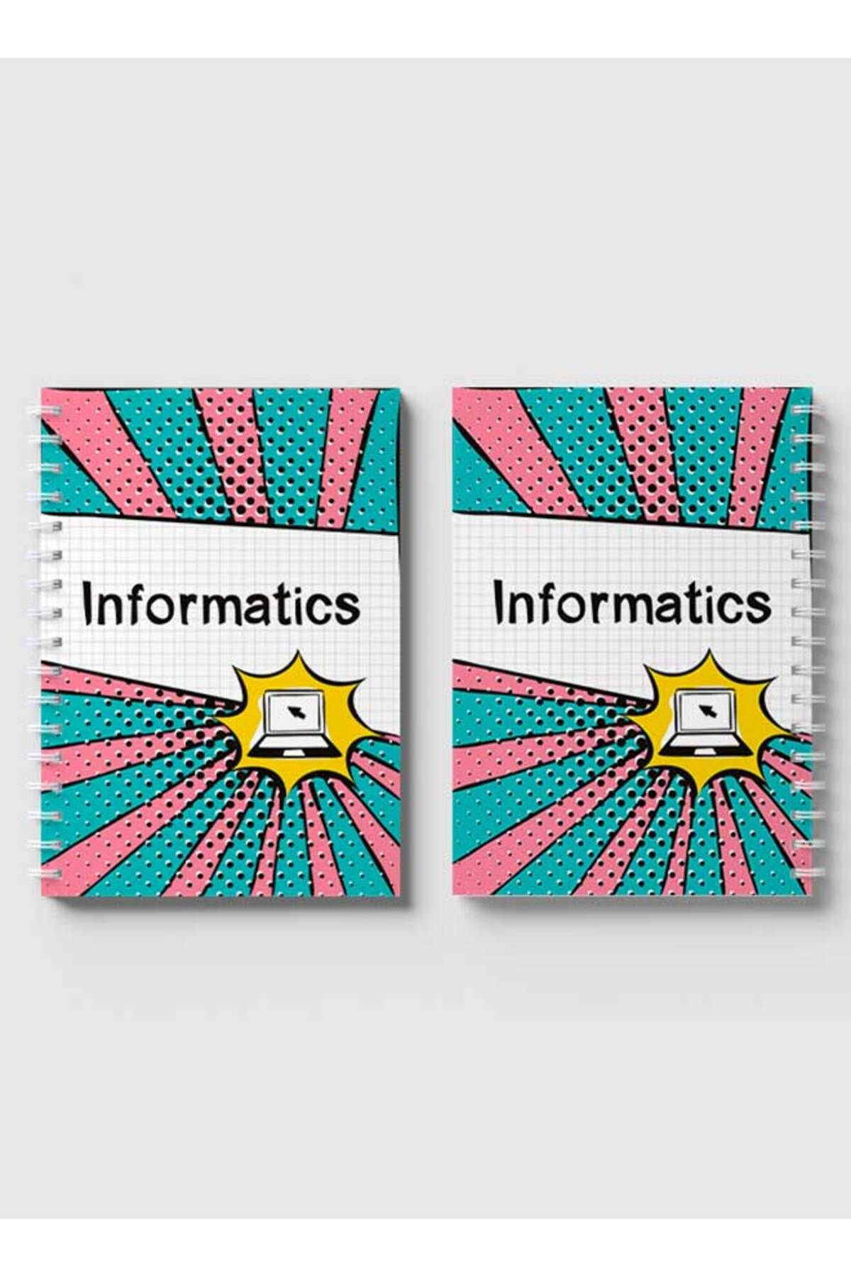 LOWHA-Spiral Notebook with Front and Back Hard Covers Featuring Informatics Design 4
