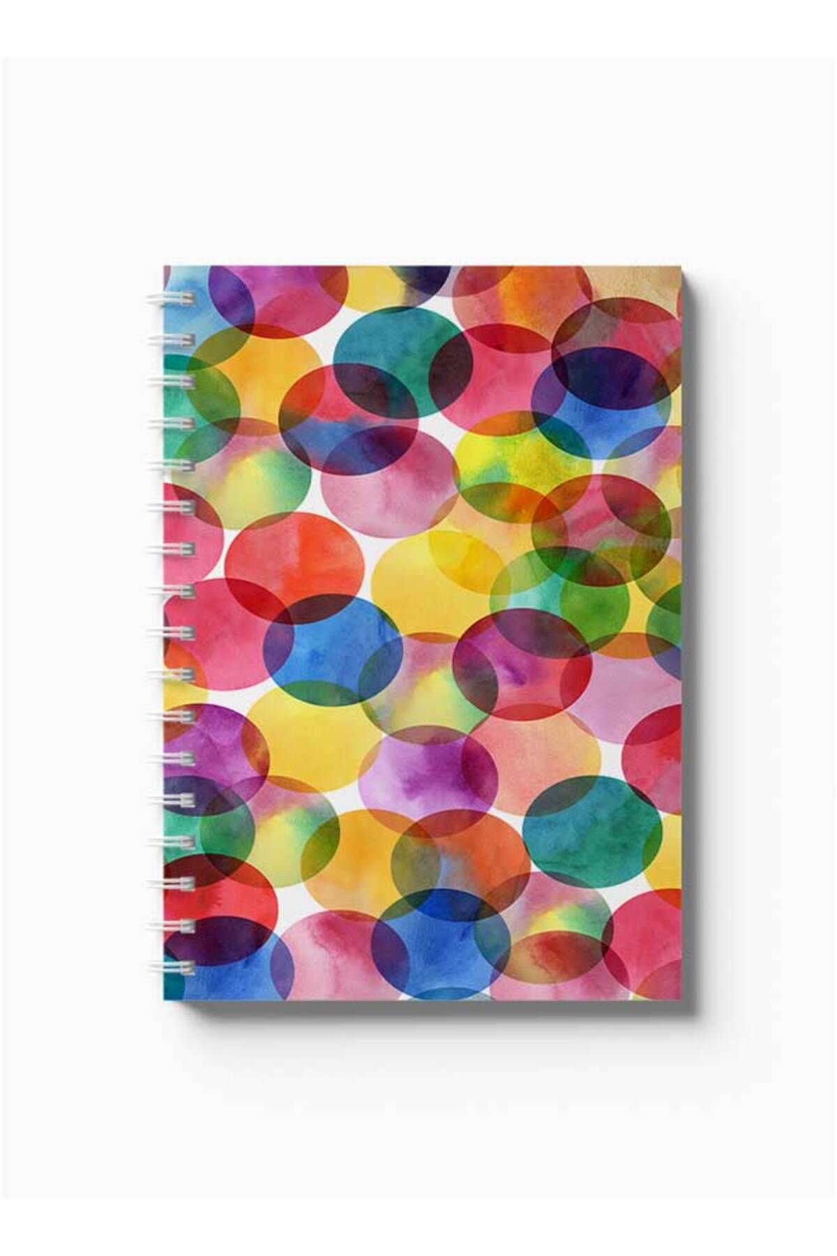 LOWHA-Spiral Notebook with Front and Back Hard Covers Featuring Colourful Circles Design 5