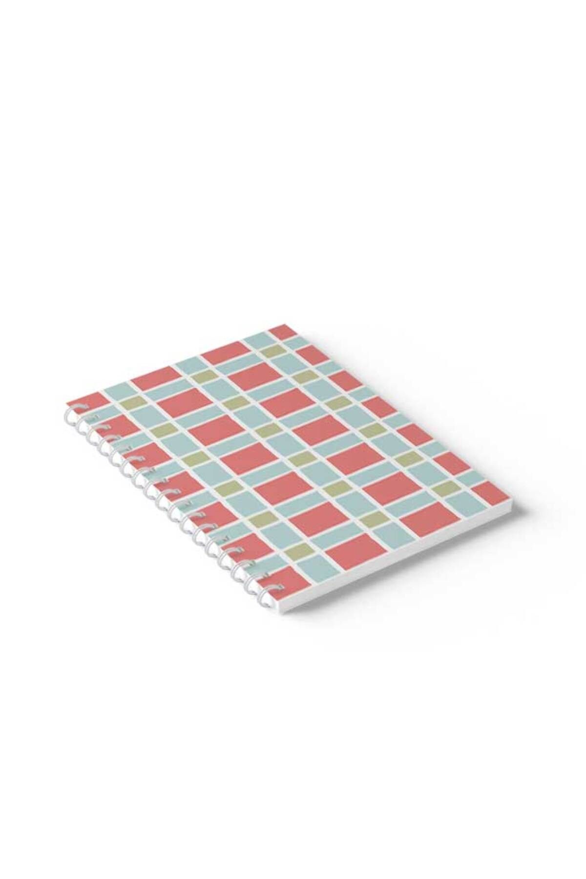 LOWHA-Spiral Notebook with Front and Back Hard Covers Featuring Squares Design 2