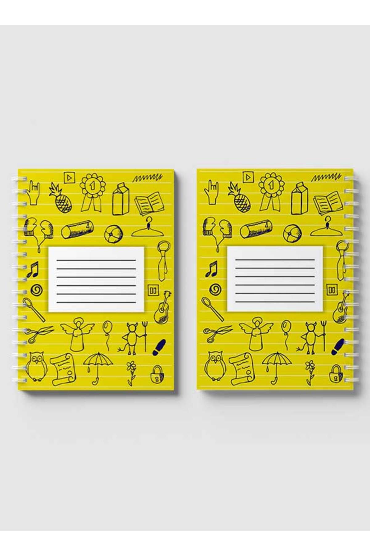LOWHA-Spiral Notebook with Front and Back Hard Covers Featuring Back to School Lines Design 4