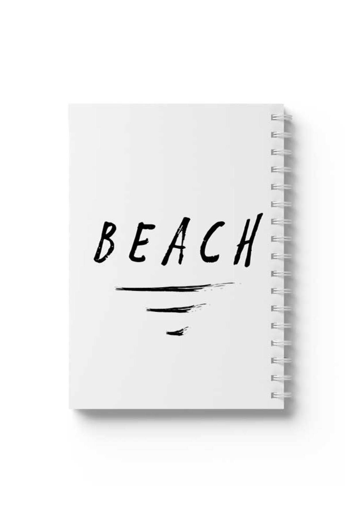 LOWHA-Spiral Notebook with Front and Back Hard Covers Featuring Beach Design 1