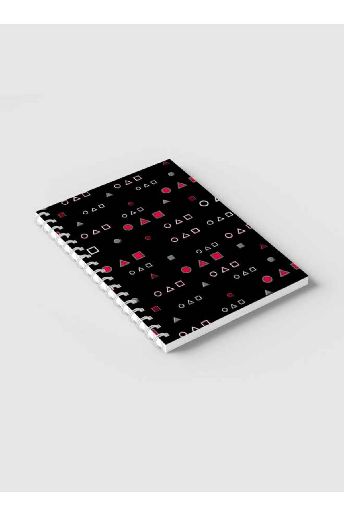 LOWHA-Spiral Notebook with Front and Back Hard Covers Featuring Squid Game Shapes Design 2