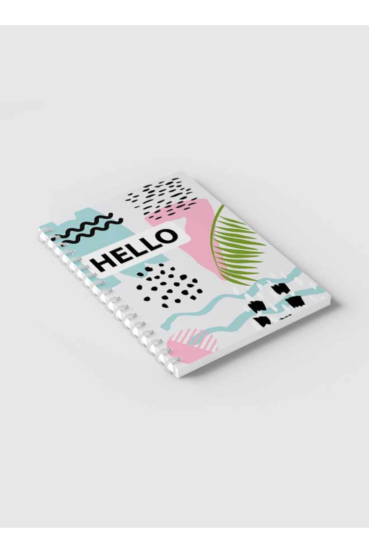 LOWHA-Spiral Notebook with Front and Back Hard Covers Featuring Hello Design 2