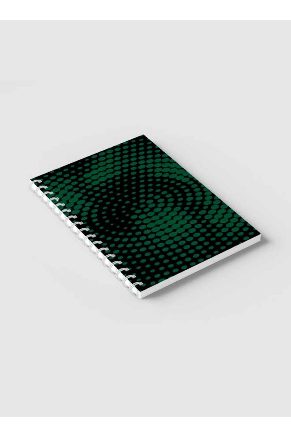 LOWHA-Spiral Notebook with Front and Back Hard Covers Featuring Swirl Halftone Green Design 2