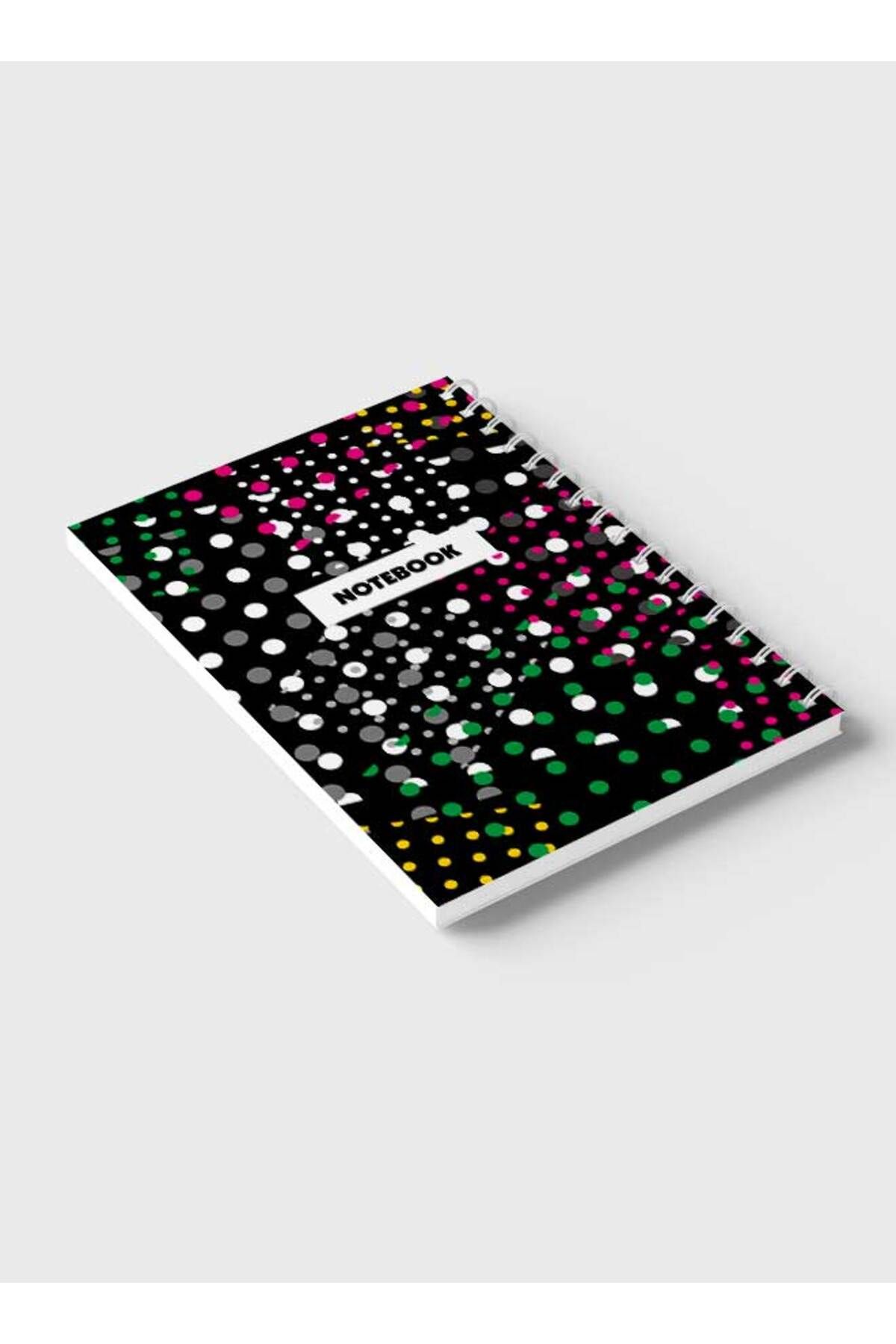 LOWHA-Spiral Notebook with Front and Back Hard Covers Featuring Abstract Multi-Colored Dots Design 6