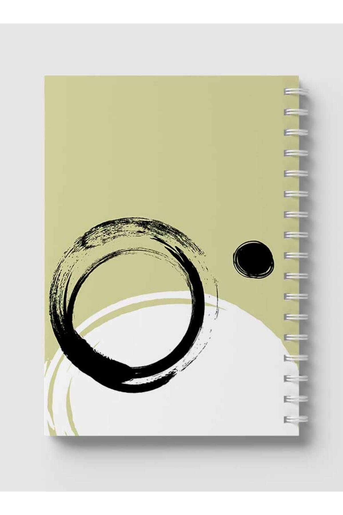 LOWHA-Spiral Notebook with Front and Back Hard Covers Featuring Circles & Dot Abstract Design 5