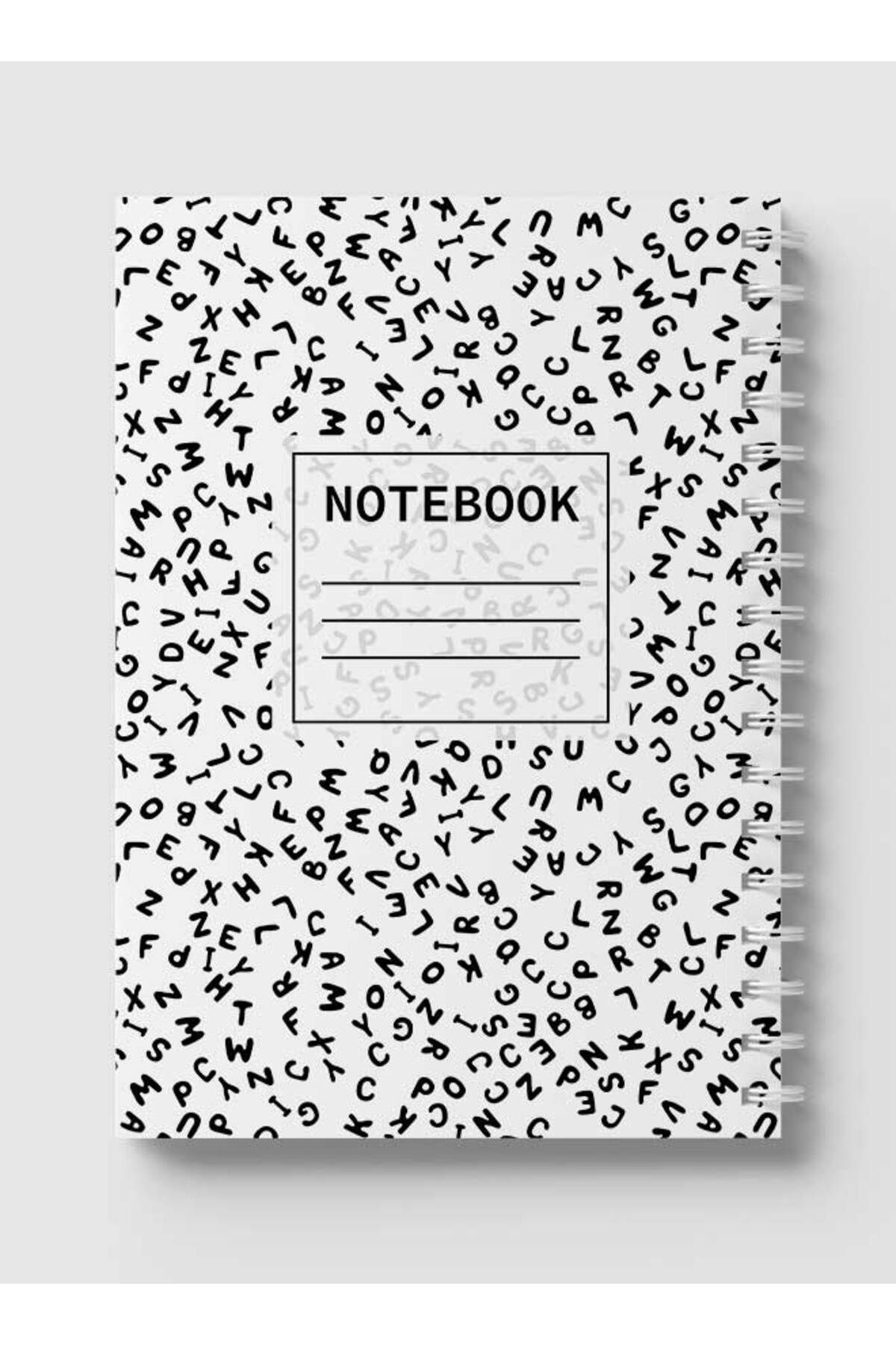 LOWHA-Spiral Notebook with Front and Back Hard Covers Featuring Letters Design 5