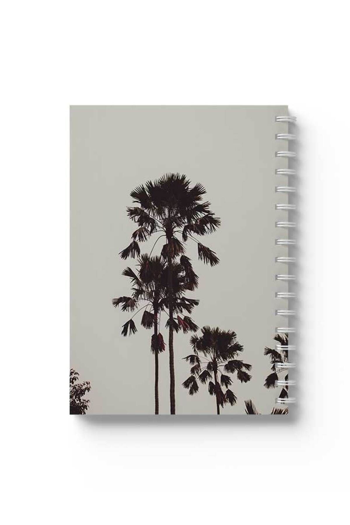 LOWHA-Spiral Notebook with Front and Back Hard Covers Featuring Palms Design 1